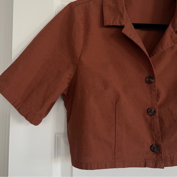 And Now This Rust Orange Cropped Button Up Cotton Shirt - Picture 5 of 6